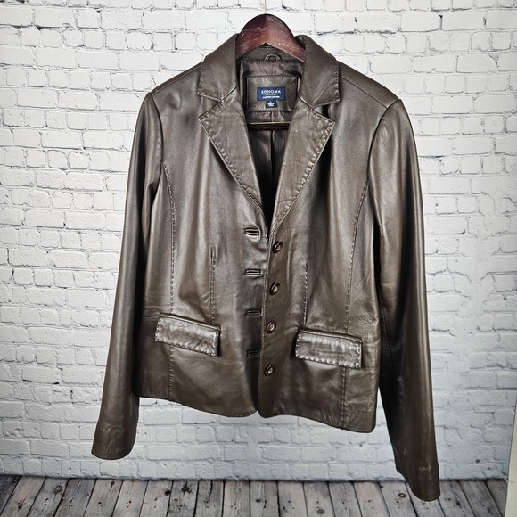 Sonoma Life + Style Jackets & Blazers - Sonoma Life Style Brown Lambskin Leather Blazer Jacket Womens‎ Large 4 Button L
